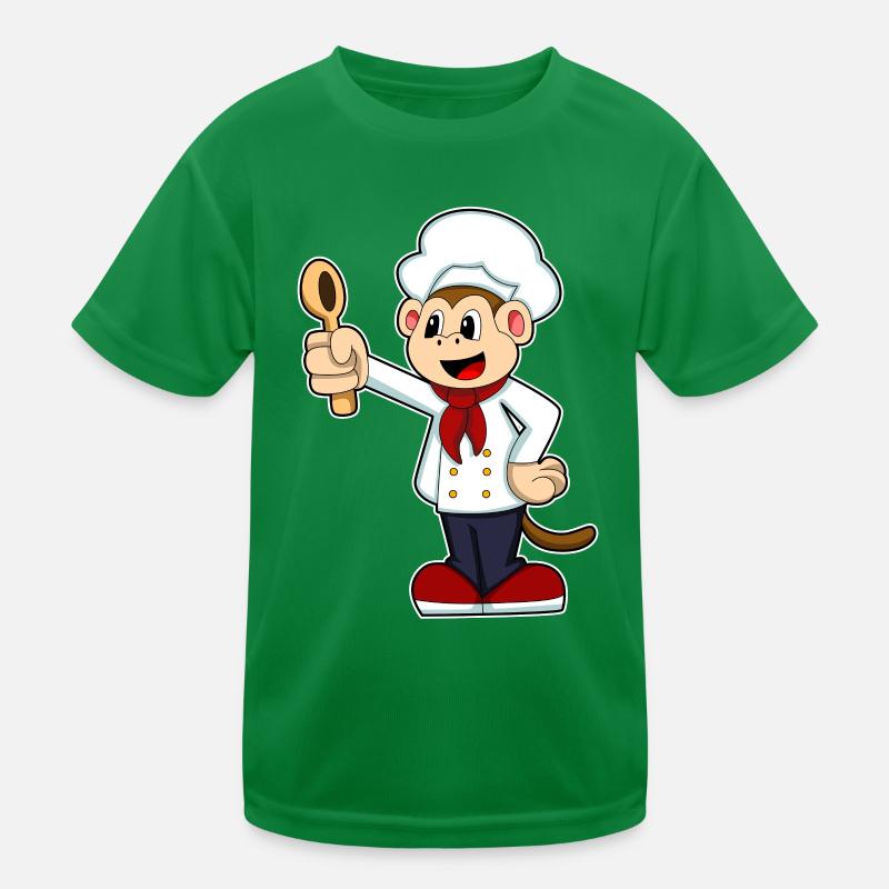 Affe Koch Kochlöffel Kochen Kinder Funktions-T-Shirt