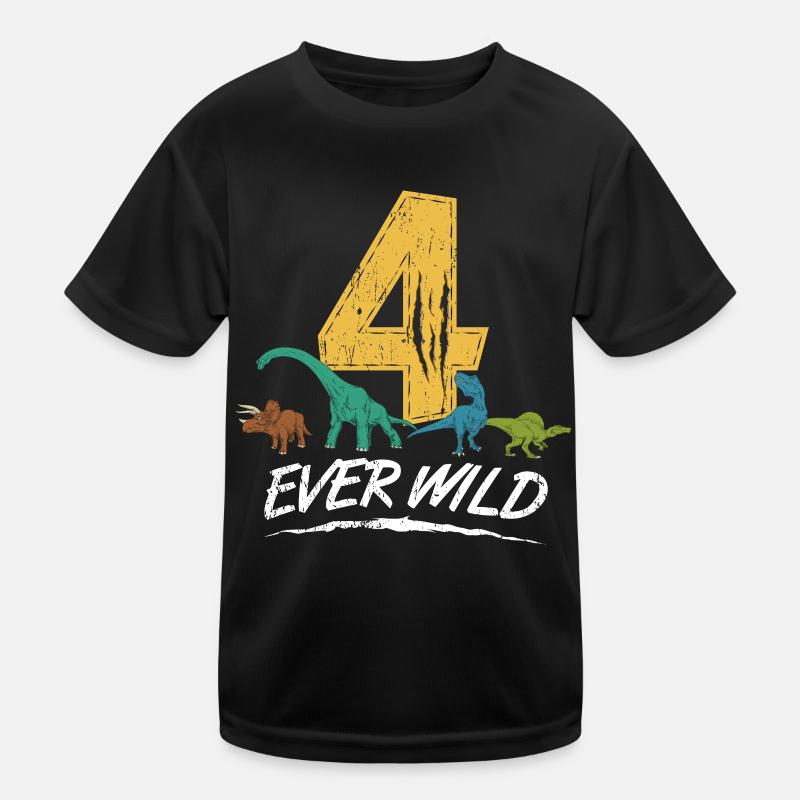 4 Ever Wild 4 ans anniversaire Dino cadeau T-shirt sport Enfant