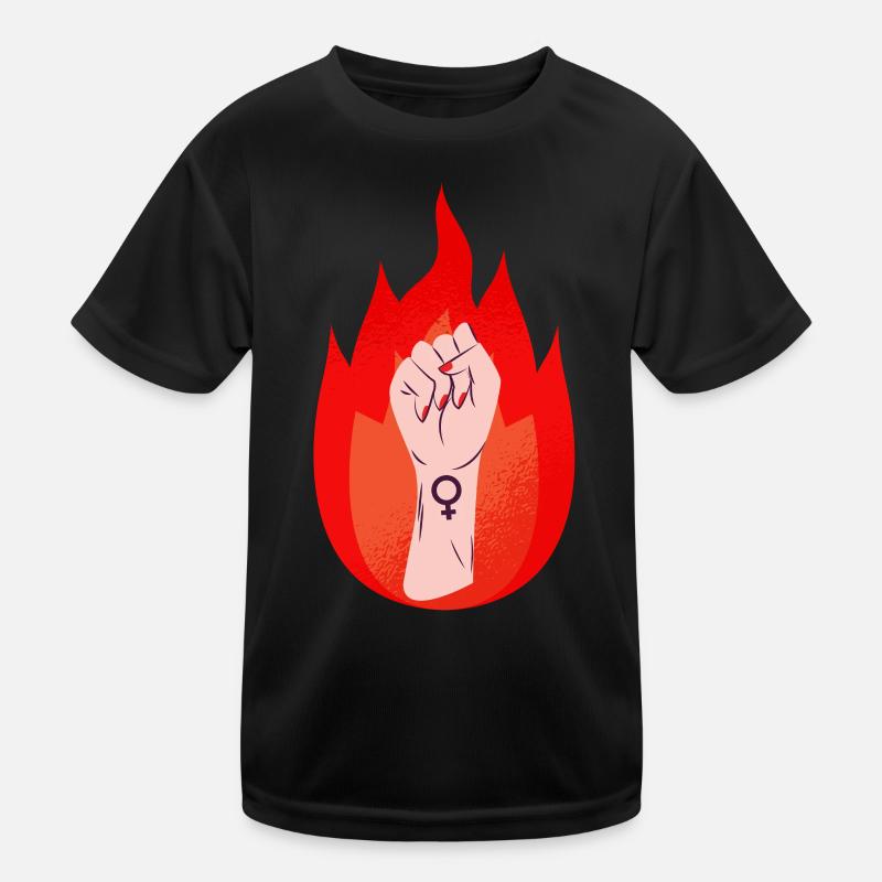 Frauen Zeichen Feminismus Faust Kinder Funktions-T-Shirt