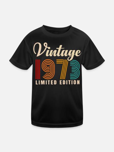 JAHRGANG 1973. 48. GEBURTSTAG - Kinder Funktions-T-Shirt - Schwarz - Vorne