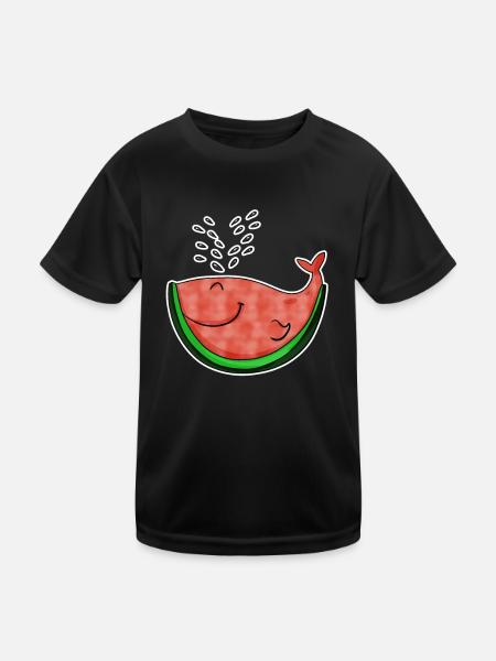 Wassermelone Wal - Kinder Funktions-T-Shirt - Schwarz
