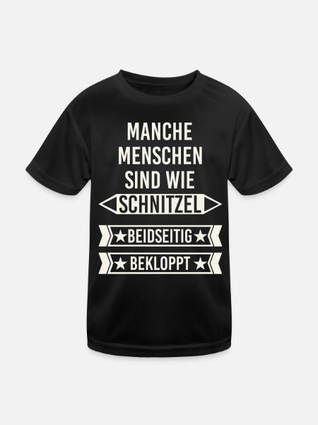 Menschen sind wie Schnitzel - beidseitig bekloppt - Kinder Funktions-T-Shirt - Schwarz - Vorne