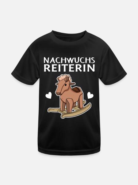 Reiterin Nachwuchs Pferd - Kinder Funktions-T-Shirt - Schwarz - Vorne