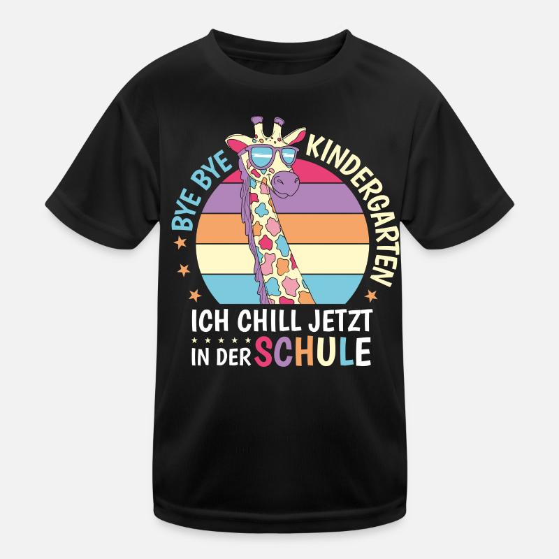 Bye Kindergarten Giraffe Retro Schule Einschulung - Kinder Funktions-T-Shirt - Schwarz