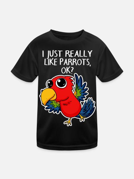 Papagei - Kinder Funktions-T-Shirt - Schwarz - Vorne