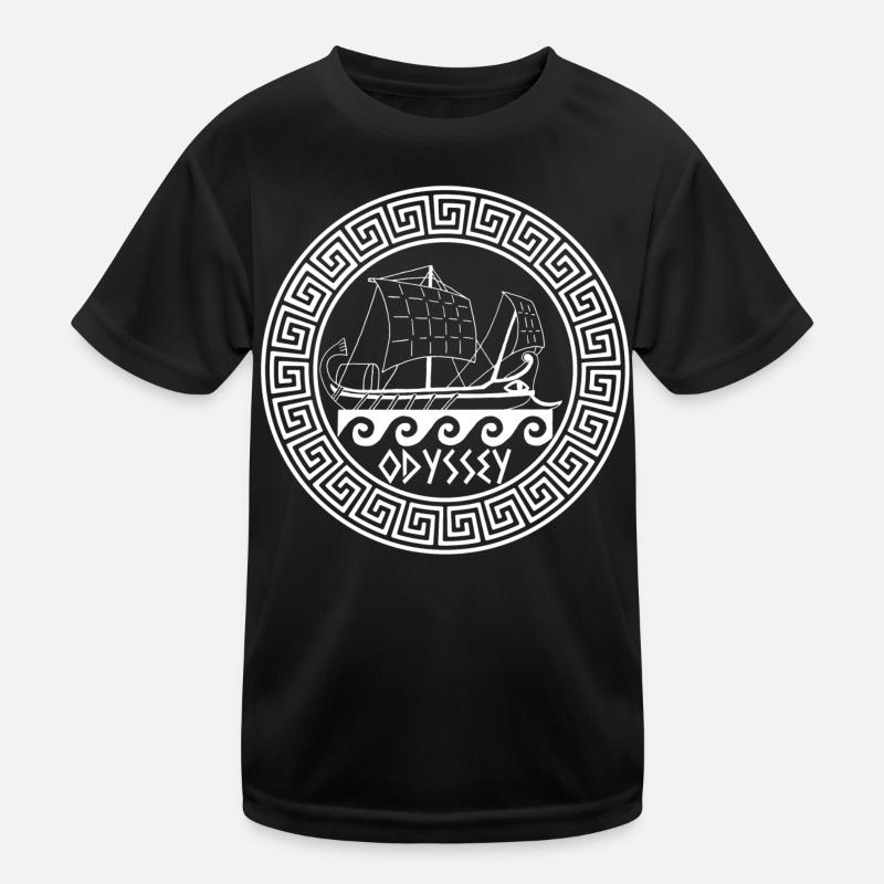 Symbol eines weißen griechischen Bootes - Kinder Funktions-T-Shirt - Schwarz