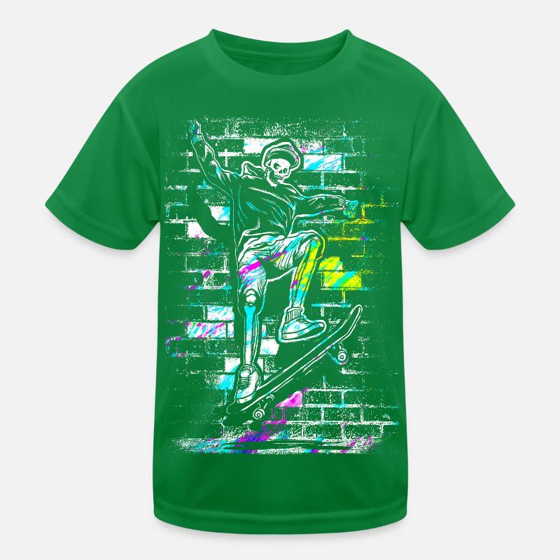 Skate - Skateboard - Skater Skull Kids Functional T-Shirt