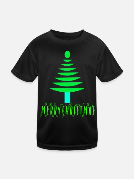 Neon-Kiefern-Weihnachtsbaum - Kinder Funktions-T-Shirt - Schwarz - Vorne