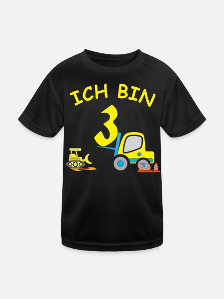 Ich bin 3 - Kinder Funktions-T-Shirt - Schwarz - Vorne