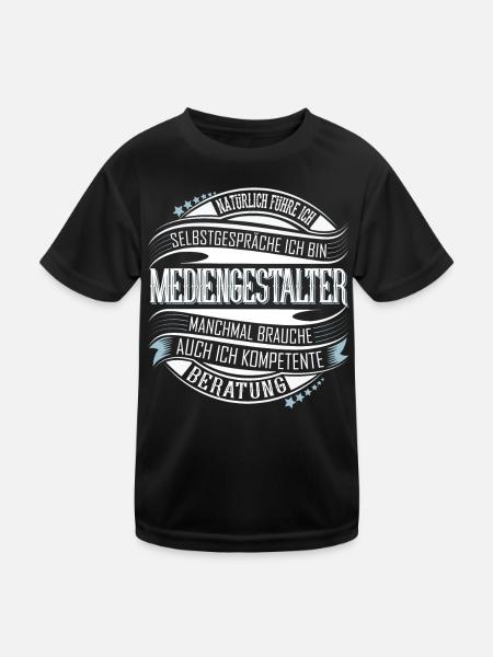 Mediengestalter - Kinder Funktions-T-Shirt - Schwarz - Vorne