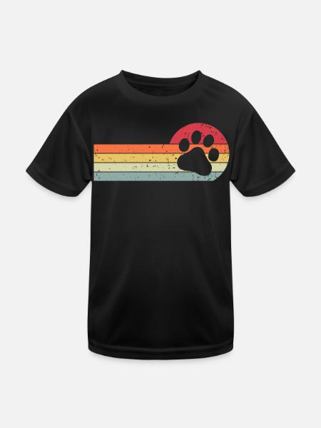 Hundepfote - Kinder Funktions-T-Shirt - Schwarz - Vorne