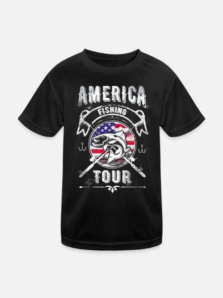 Amerika Angeln Fishing Tour - Kinder Funktions-T-Shirt - Schwarz