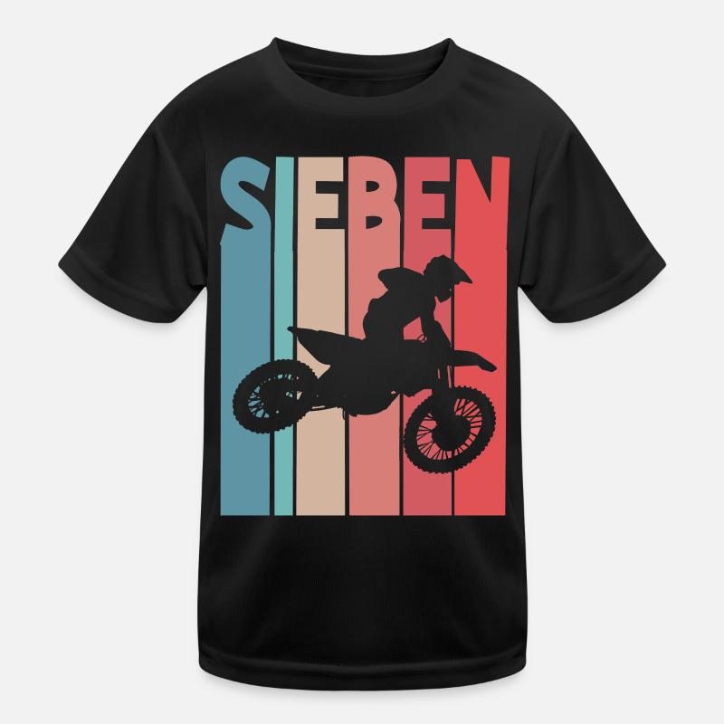 Motocross 7 Jahre Kindergeburtstag 7. Geburtstag Kinder Funktions-T-Shirt