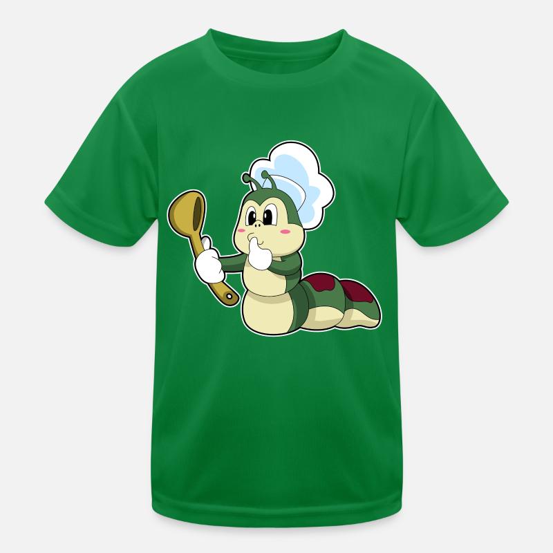 Raupe Koch Kochlöffel Kochen Kinder Funktions-T-Shirt