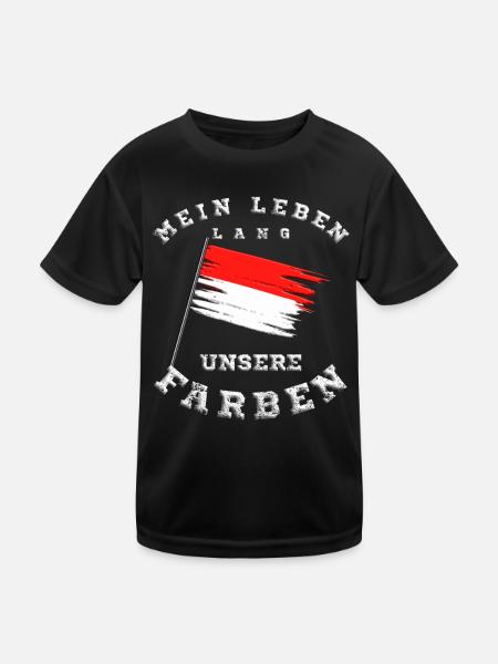 ROT Weiße Flagge - Kinder Funktions-T-Shirt - Schwarz - Vorne