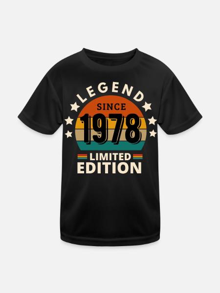 LEGENDE 1978, JAHRGANG 1978 - Kinder Funktions-T-Shirt - Schwarz - Vorne