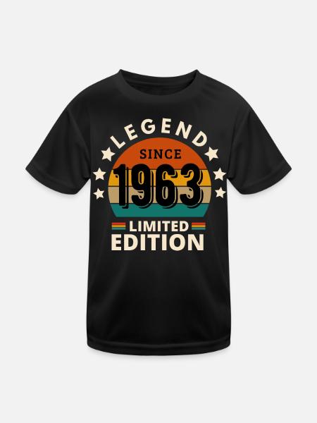 LEGENDE 1963, JAHRGANG 1963 - Kinder Funktions-T-Shirt - Schwarz - Vorne