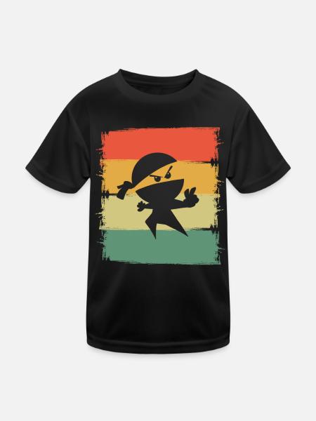 Ninja - Kinder Funktions-T-Shirt - Schwarz - Vorne
