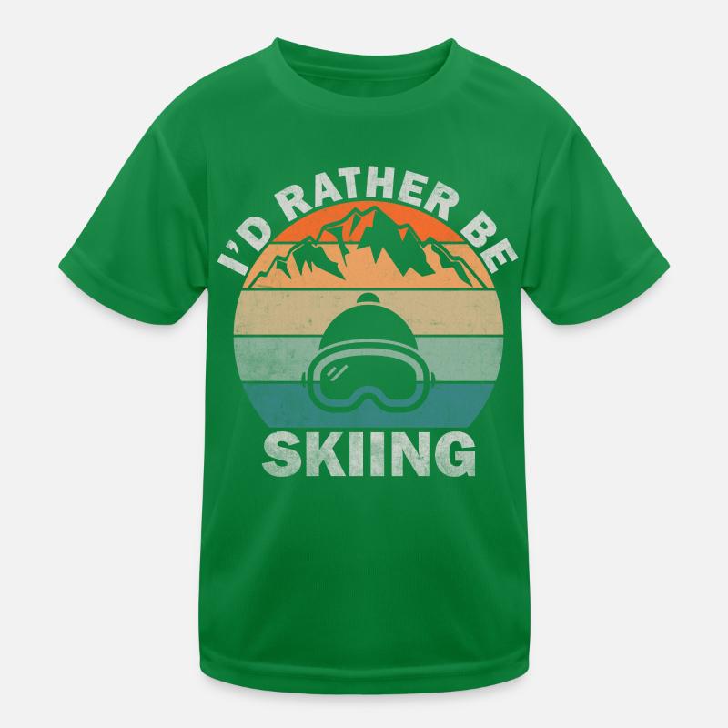 I'd Rather Be Skiing Retro Sunset Kids Functional T-Shirt