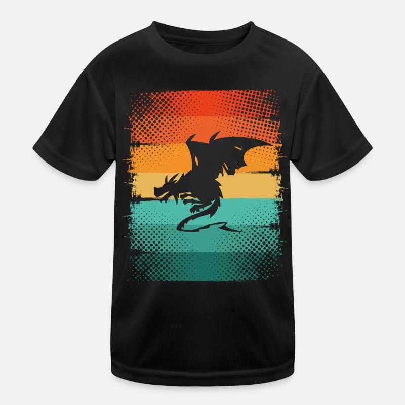 Drache - Kinder Funktions-T-Shirt - Schwarz