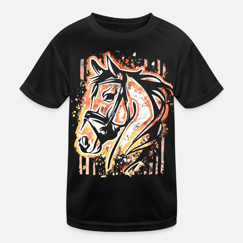 Cheval - Tête de cheval colorée - Équitation - Cavalier - Cheval T-shirt sport Enfant
