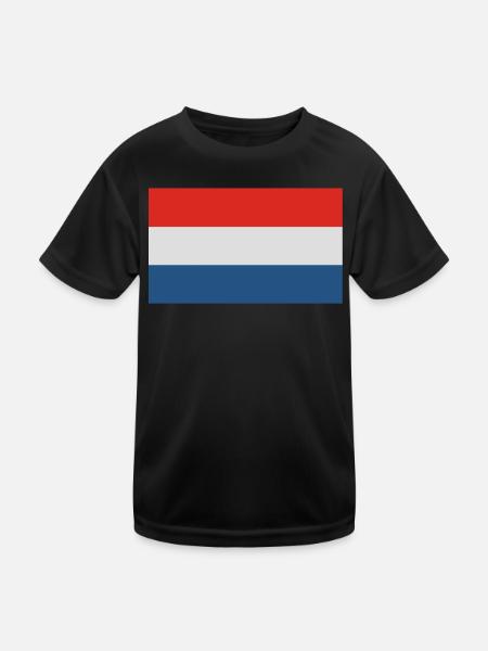 Holland Fahne - Kinder Funktions-T-Shirt - Schwarz - Vorne