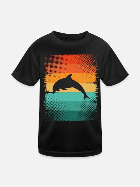 Delfin - Kinder Funktions-T-Shirt - Schwarz