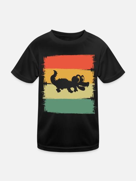 Aligator Crocodile - Kids Functional T-Shirt - black - Front