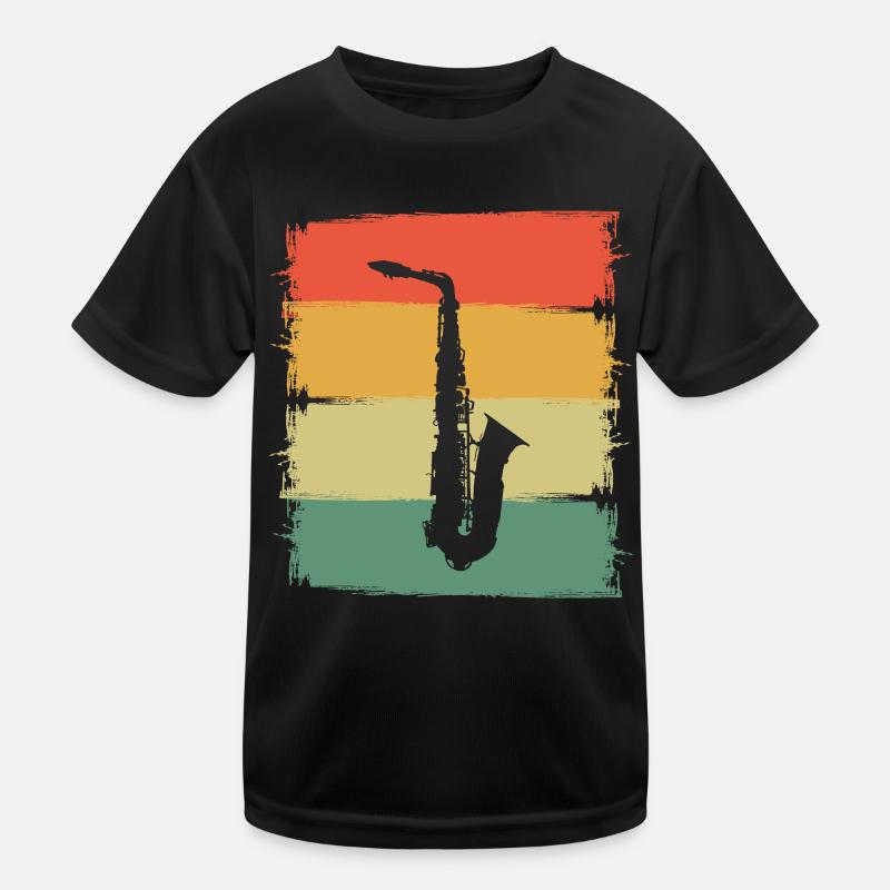 Saxophon - Kinder Funktions-T-Shirt - Schwarz
