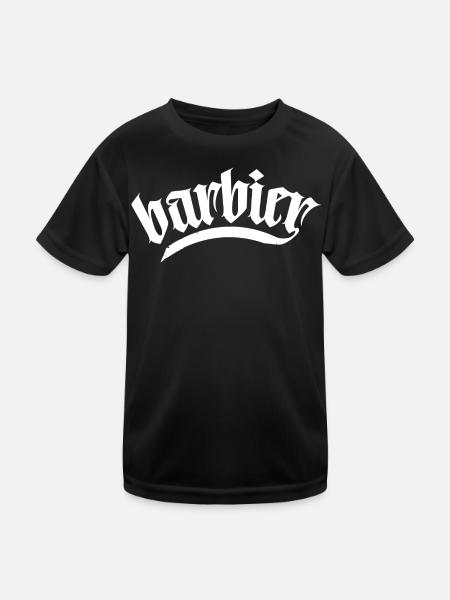 barbier haar bart barber rasieren männer barber - Kinder Funktions-T-Shirt - Schwarz - Vorne