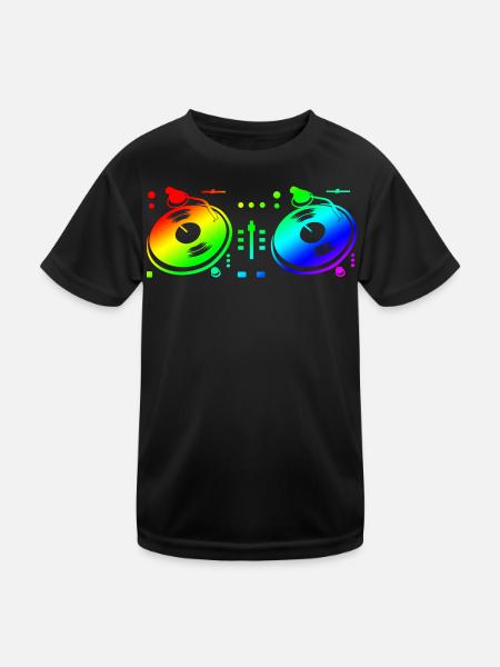 Turntable Disc Jockey - Kinder Funktions-T-Shirt - Schwarz - Vorne