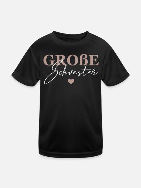 Große Schwester - Kinder Funktions-T-Shirt - Schwarz - Vorne