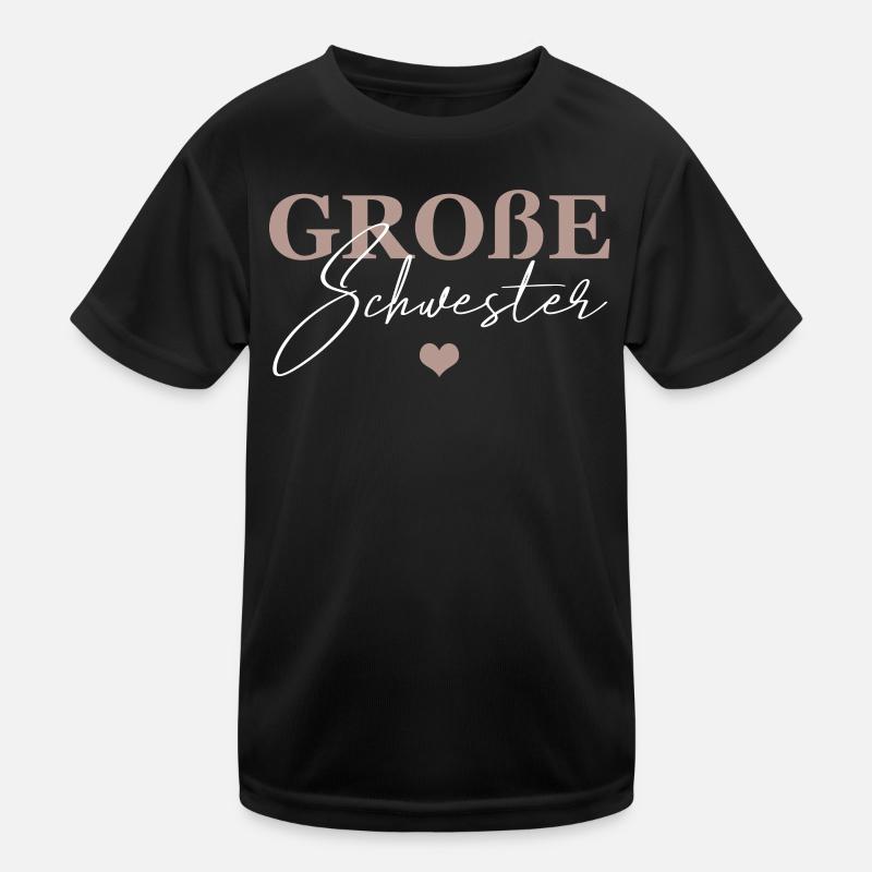 Große Schwester - Kinder Funktions-T-Shirt - Schwarz