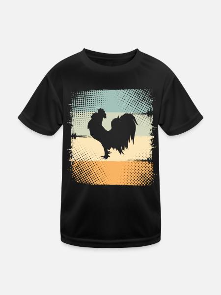 Hahn - Kinder Funktions-T-Shirt - Schwarz - Vorne