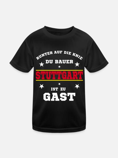 Stuttgart Fussball Fan Stadion - Kinder Funktions-T-Shirt - Schwarz - Vorne