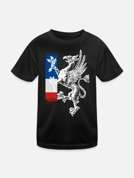 standing griffin blue white red Rostock - Kids Functional T-Shirt - black - Front