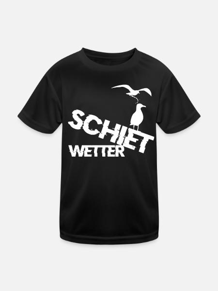 Schiet Wetter - Kinder Funktions-T-Shirt - Schwarz - Vorne