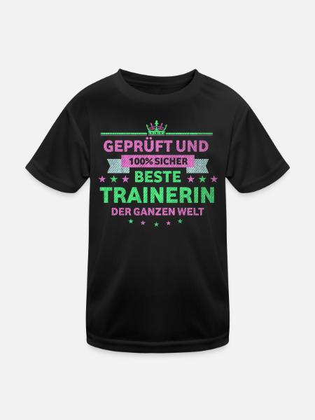 Trainer beste Trainerin - Kinder Funktions-T-Shirt - Schwarz - Vorne