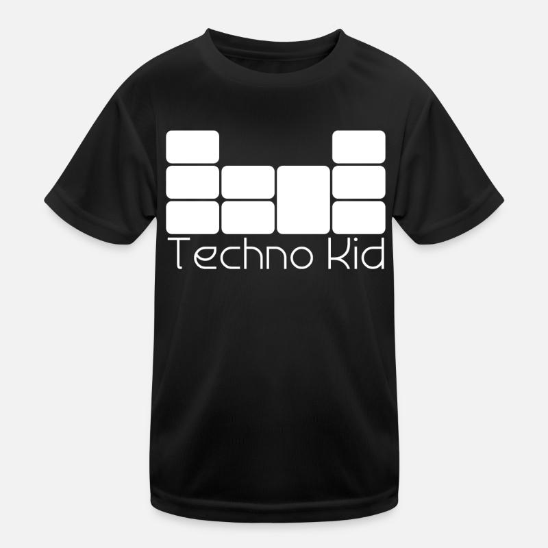Techno Kid - Kinder Funktions-T-Shirt - Schwarz