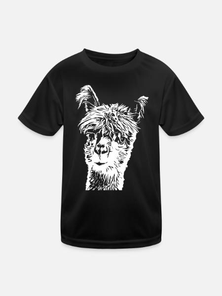 Lama Alpaka - Kinder Funktions-T-Shirt - Schwarz