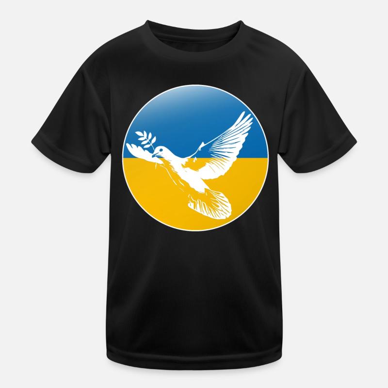 Ukraine Friedenstaube - Kinder Funktions-T-Shirt - Schwarz