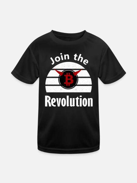 Der Coin Revolutionär - Kinder Funktions-T-Shirt - Schwarz - Vorne