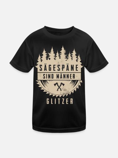 Holzfäller Sägespäne Sind Männer Glitzer - Kinder Funktions-T-Shirt - Schwarz