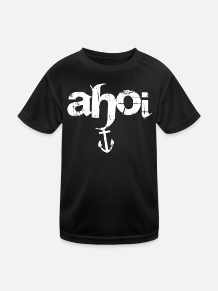 Ahoi - Kinder Funktions-T-Shirt - Schwarz - Vorne