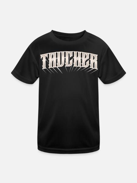 Taucher Tauchen - Kinder Funktions-T-Shirt - Schwarz - Vorne