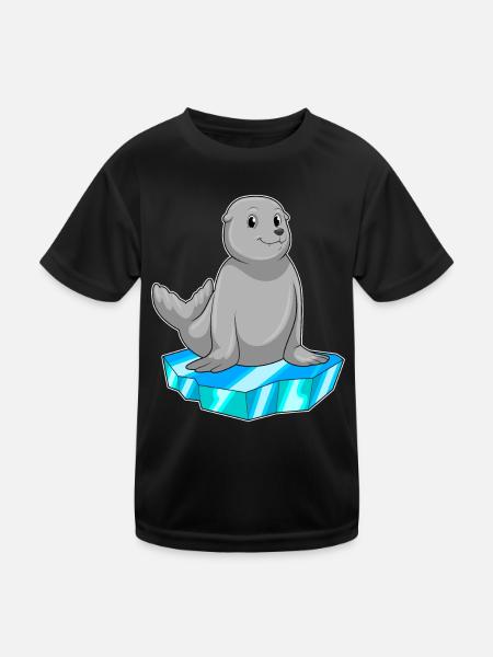 Seehund Eisscholle - Kinder Funktions-T-Shirt - Schwarz