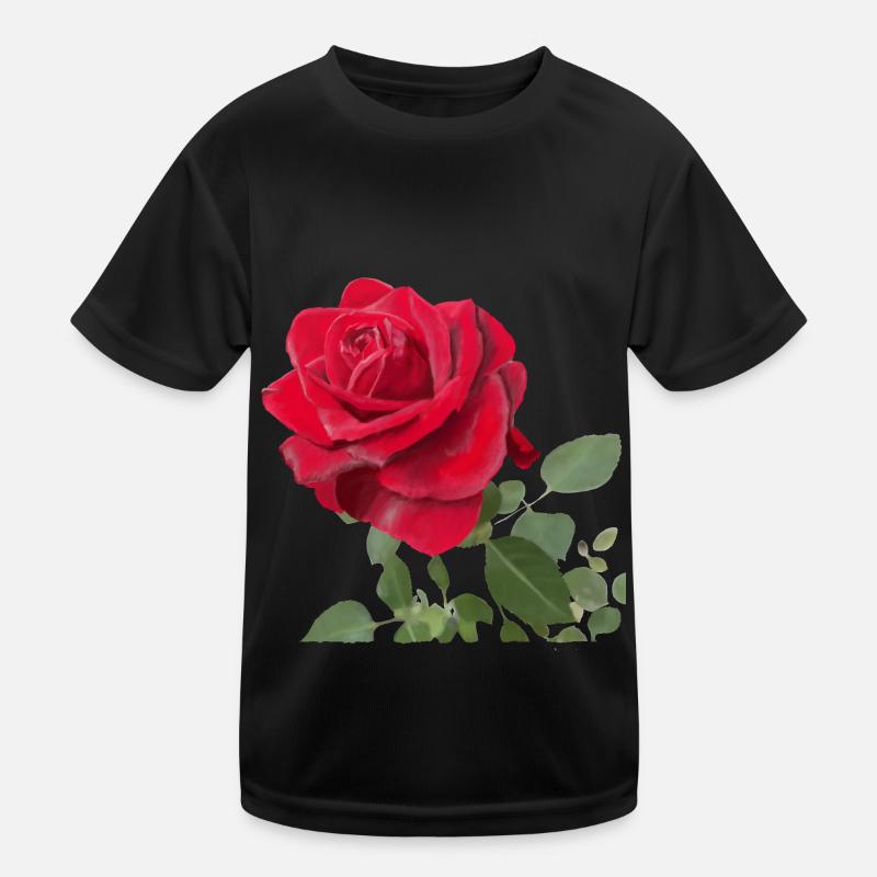 Rote Rose Kinder Funktions-T-Shirt