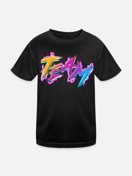 Team - Kinder Funktions-T-Shirt - Schwarz - Vorne