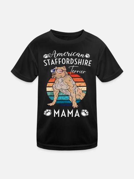 American Staffordshire Mom - Kinder Funktions-T-Shirt - Schwarz - Vorne