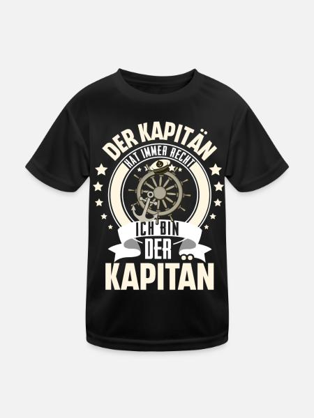 Kapitän Motorboot Segeln Boot Schiff Schifffahrt - Kinder Funktions-T-Shirt - Schwarz - Vorne